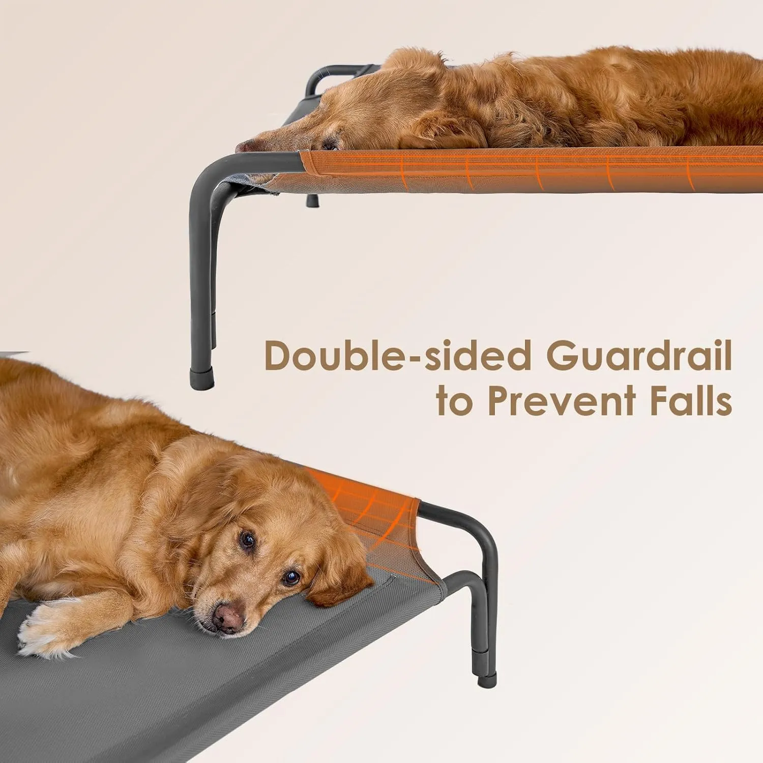 EHEYCIGA Reinforced Elevated Large Dog Cot Bed, Raised Outdoor Dog Hammock, Lifted Pet Platform with Frame and Washable Waterproof Cooling Teslin Mesh and Anti-Slip Feet, 43x26 inch