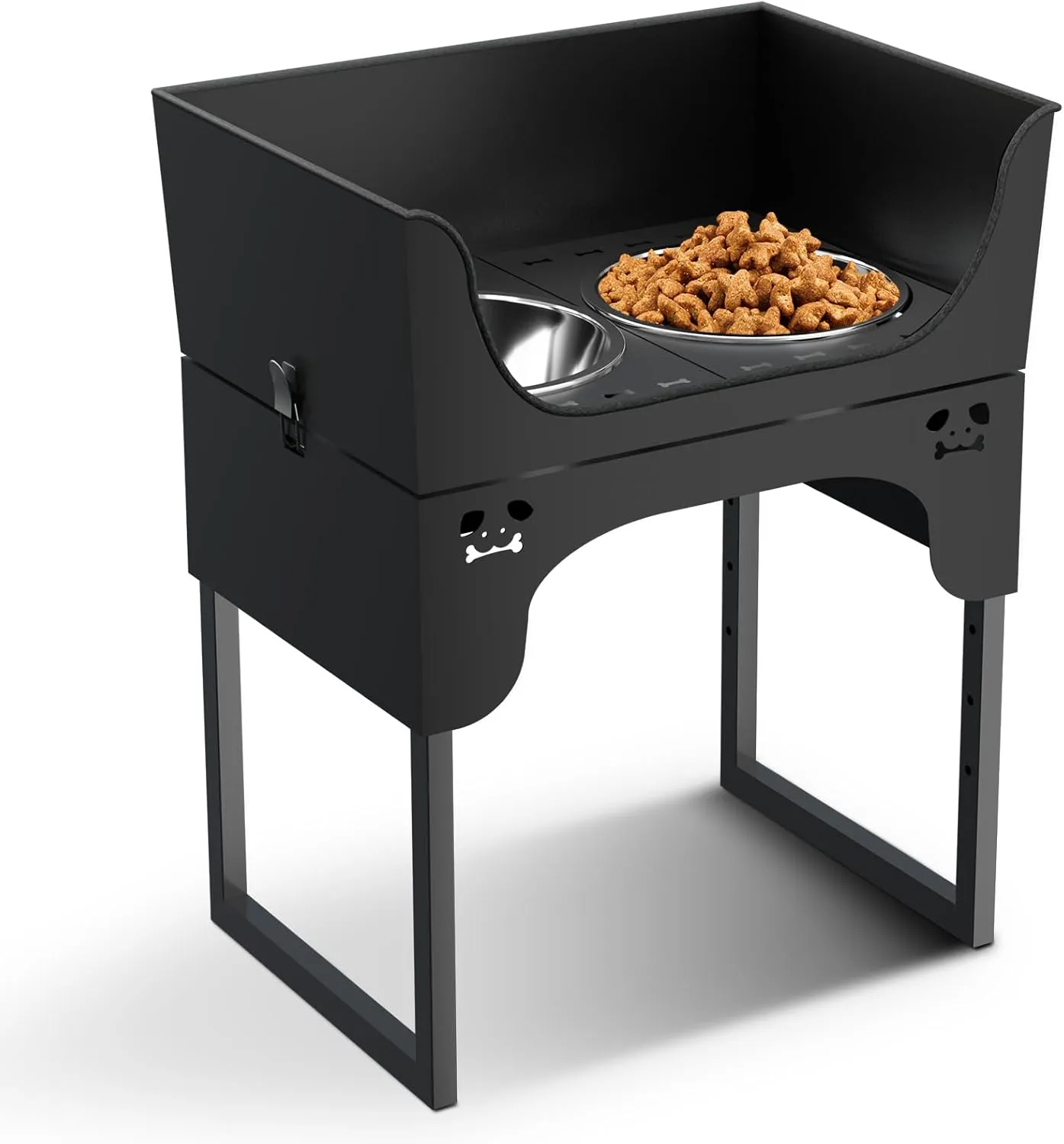 Elevated Dog Bowls Stand, Stainless Steel Raised Dog Bowls Adjustable with 2 Stainless Steel Food & Water Bowls for Small, Medium&Large Dog