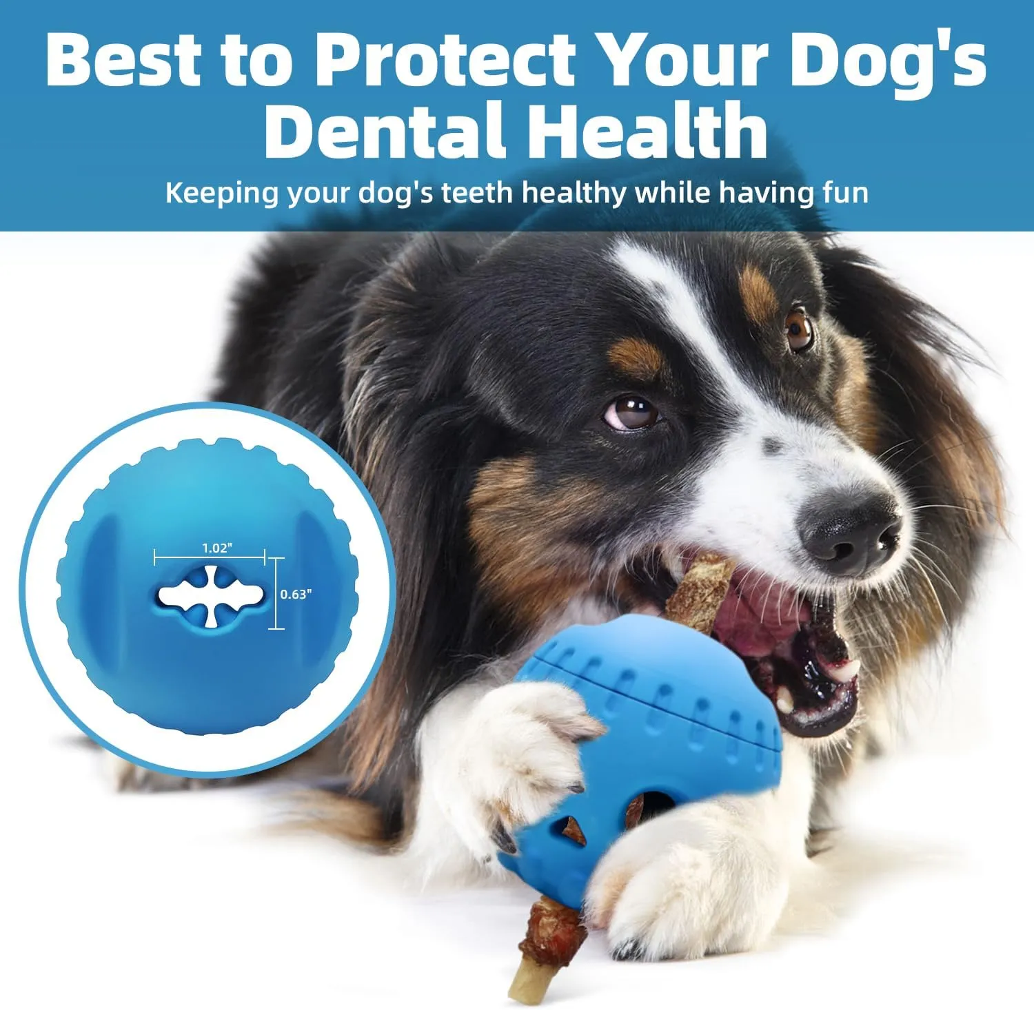 Frozen Dog Toy to Keep Them Busy, Dog Enrichment Toys for Large Dogs, Skull Treat Dispensing Dog Toys for Boredom, Anxiety Relief, Sturdy Safe, Easy Clean, Blue