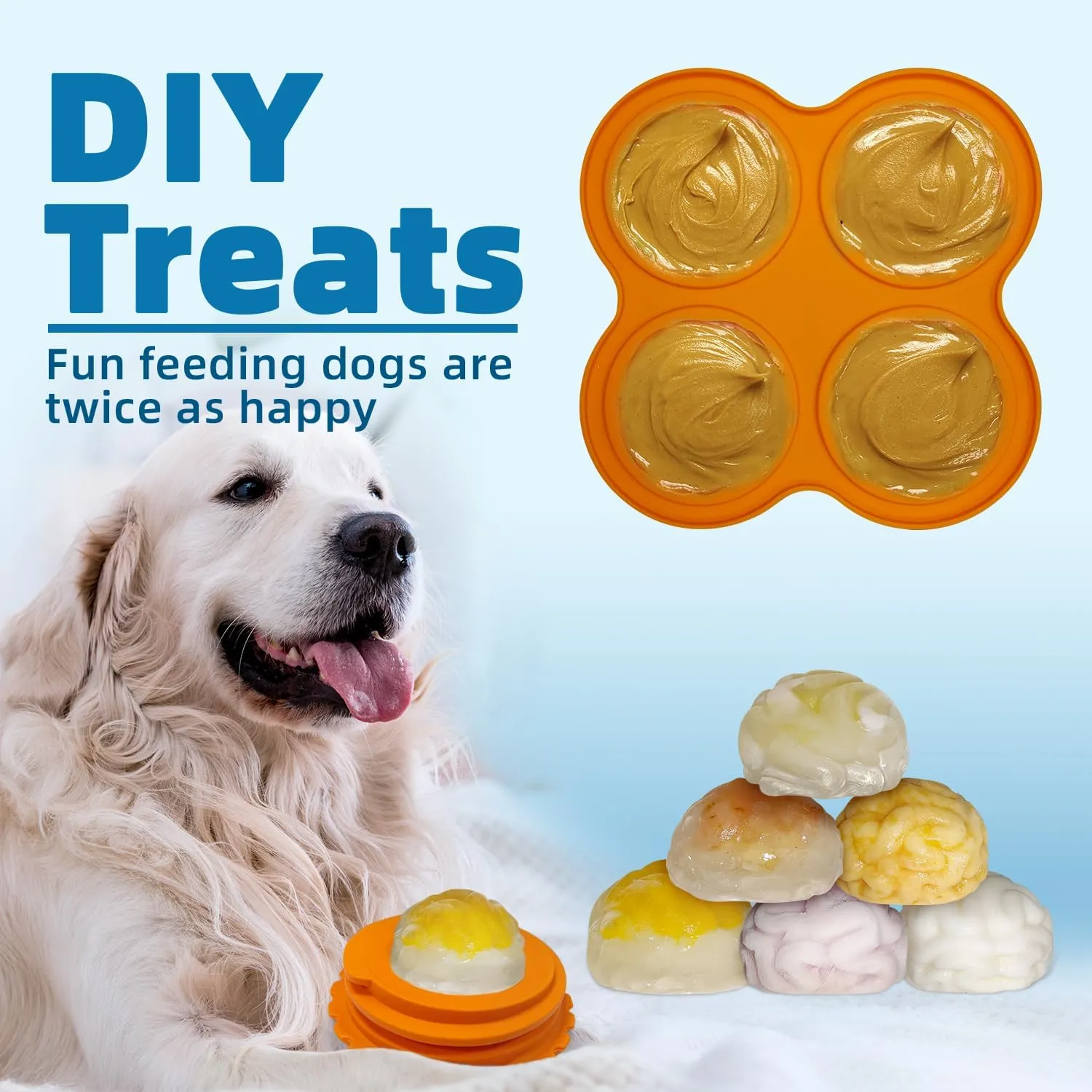 Frozen Dog Toy to Keep Them Busy, Dog Enrichment Toys for Large Dogs, Skull Treat Dispensing Dog Toys for Boredom, Anxiety Relief, Sturdy Safe, Easy Clean, Orange