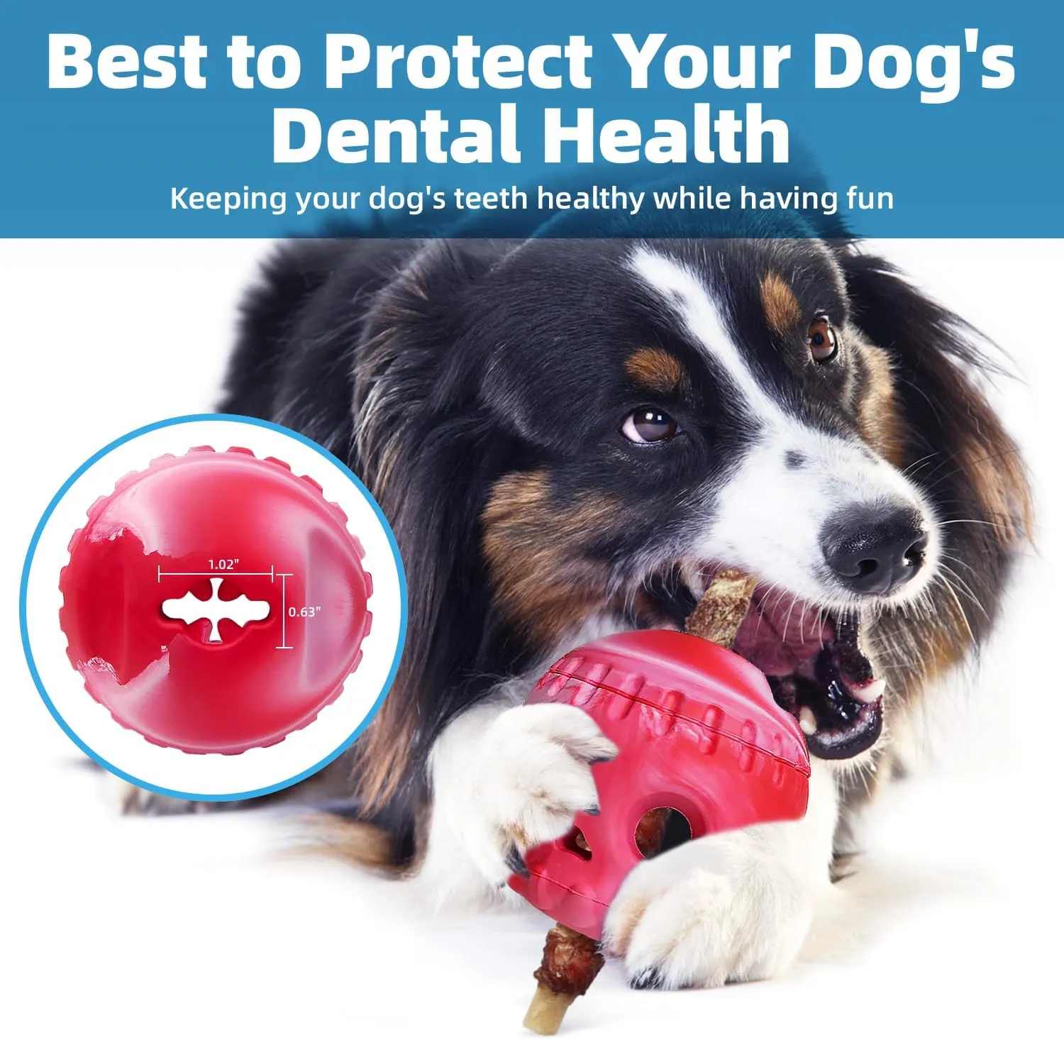 Frozen Dog Toy to Keep Them Busy, Dog Enrichment Toys for Large Dogs, Skull Treat Dispensing Dog Toys for Boredom, Anxiety Relief, Sturdy Safe, Easy Clean, Red and White Mix