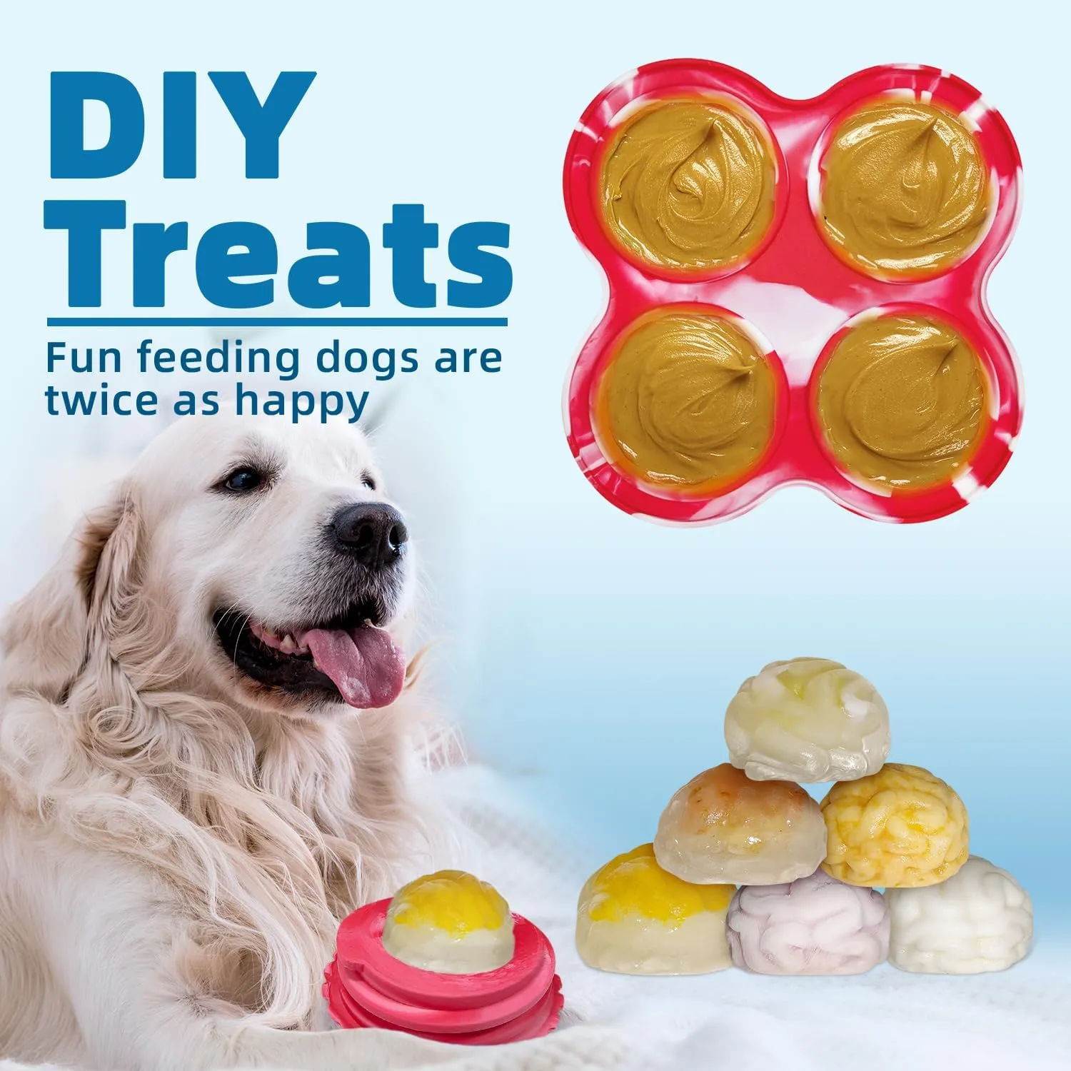 Frozen Dog Toy to Keep Them Busy, Dog Enrichment Toys for Large Dogs, Skull Treat Dispensing Dog Toys for Boredom, Anxiety Relief, Sturdy Safe, Easy Clean, Red and White Mix