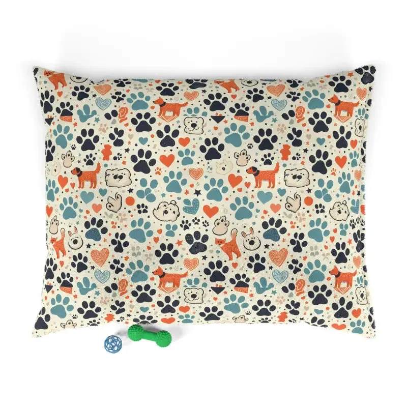 Furry Friend Pet Bed with Cotton Polyester Print