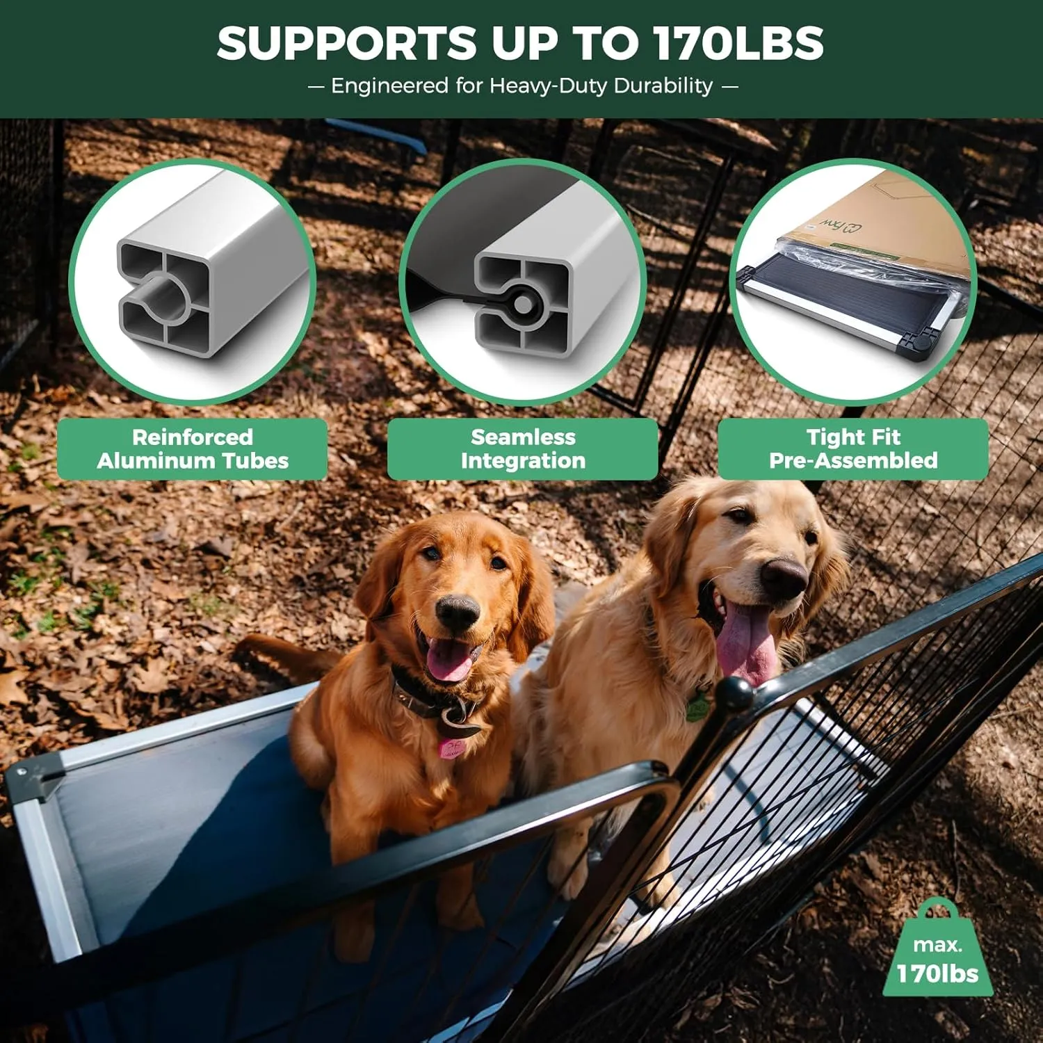 FXW TitanNest Chew-Proof Elevated Dog Bed, Padded Cot for Outdoor/Camping/Indoor Use, Durable & Washable Pet Bed for Small and Medium Dogs, 36-Inch, Grey