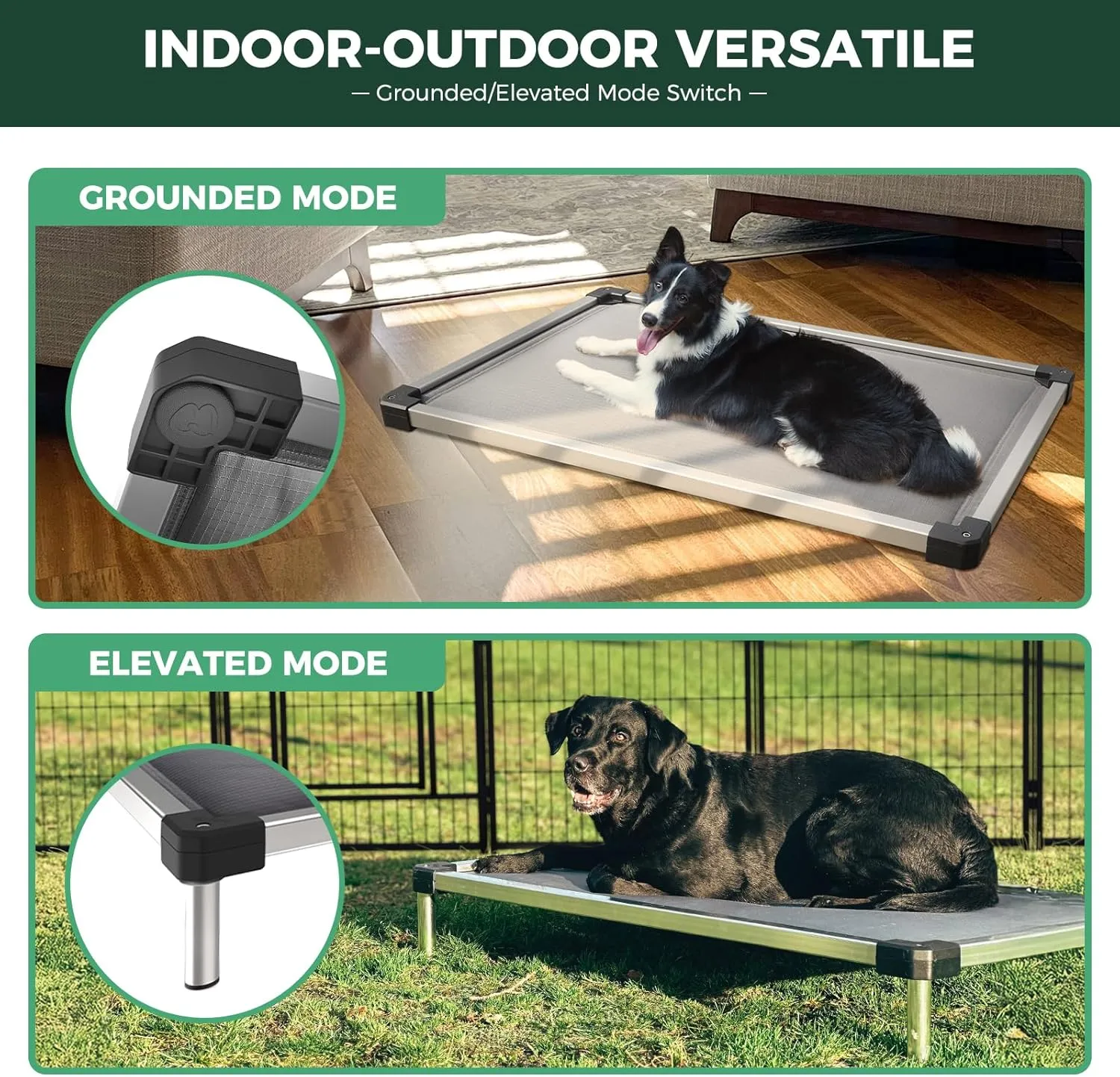 FXW TitanNest Chew-Proof Elevated Dog Bed, Padded Cot for Outdoor/Camping/Indoor Use, Durable & Washable Pet Bed for Small and Medium Dogs, 36-Inch, Grey