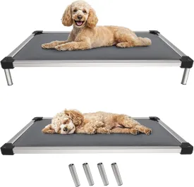 FXW TitanNest Chew-Proof Elevated Dog Bed, Padded Cot for Outdoor/Camping/Indoor Use, Durable & Washable Pet Bed for Small and Medium Dogs, 36-Inch, Grey