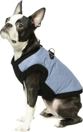 Gooby Fashion Vest Dog Jacket - Gray, Medium - Warm Zip Up Bomber Vest with Dual D Ring Leash - Winter Water Resistant Small Sweater - Clothes for Small or Medium Dogs