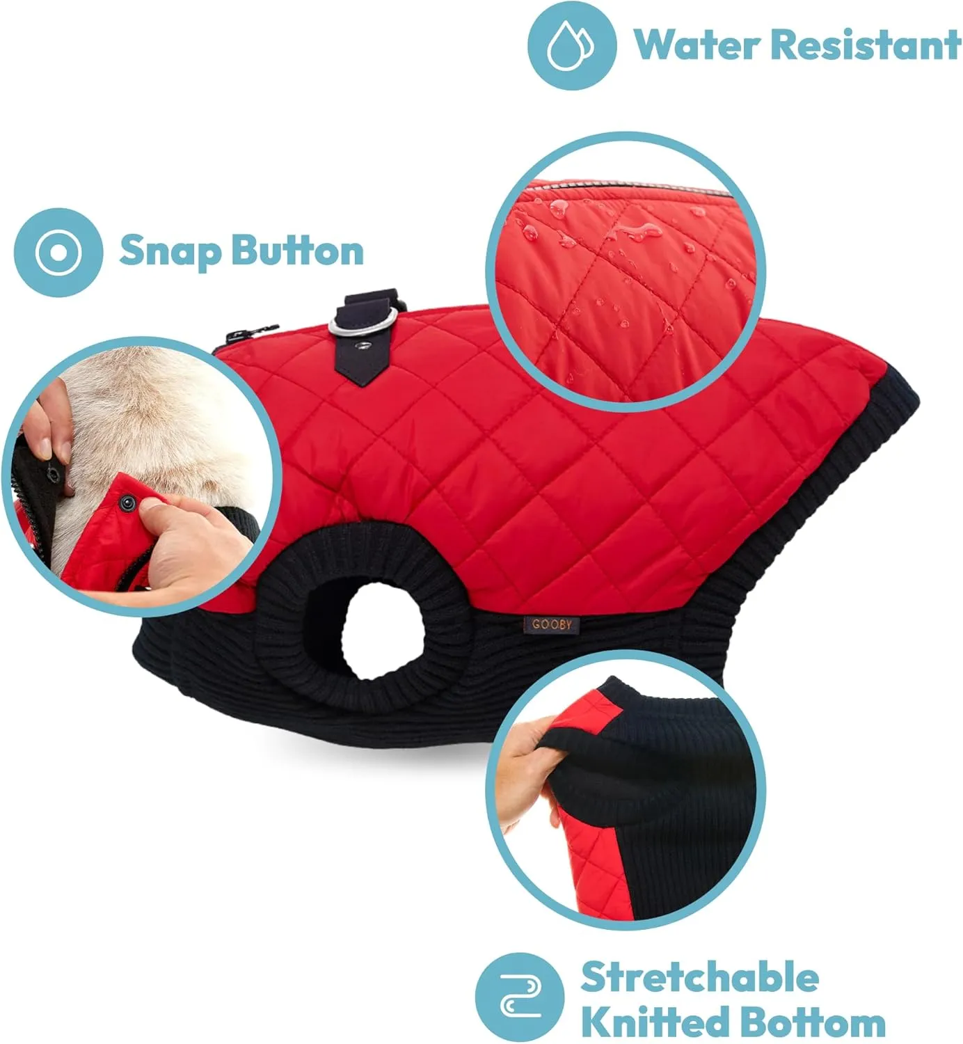 Gooby - Fashion Vest, Small Dog Sweater Bomber Jacket Coat with Stretchable Chest, Blue, Medium