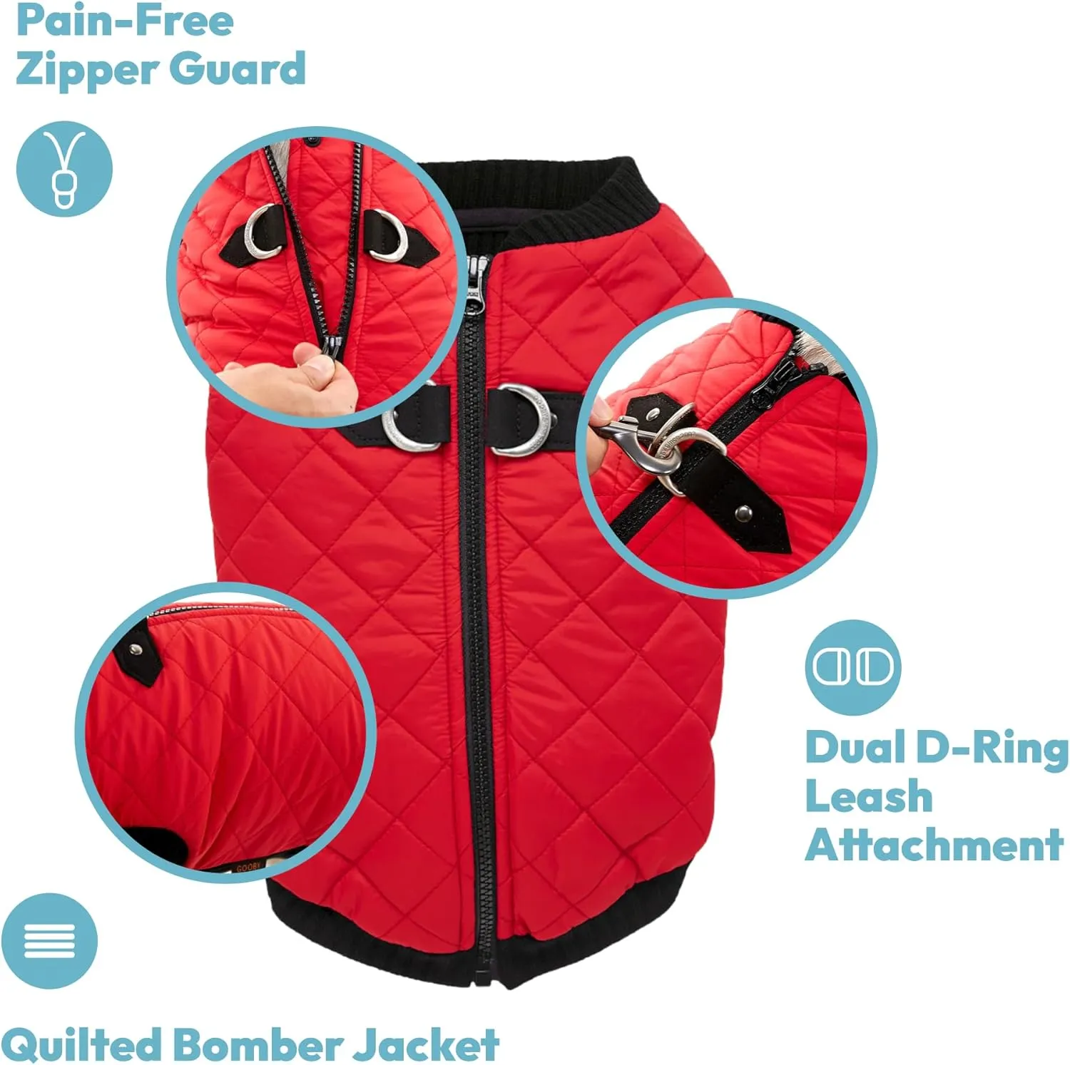 Gooby - Fashion Vest, Small Dog Sweater Bomber Jacket Coat with Stretchable Chest, Blue, Medium