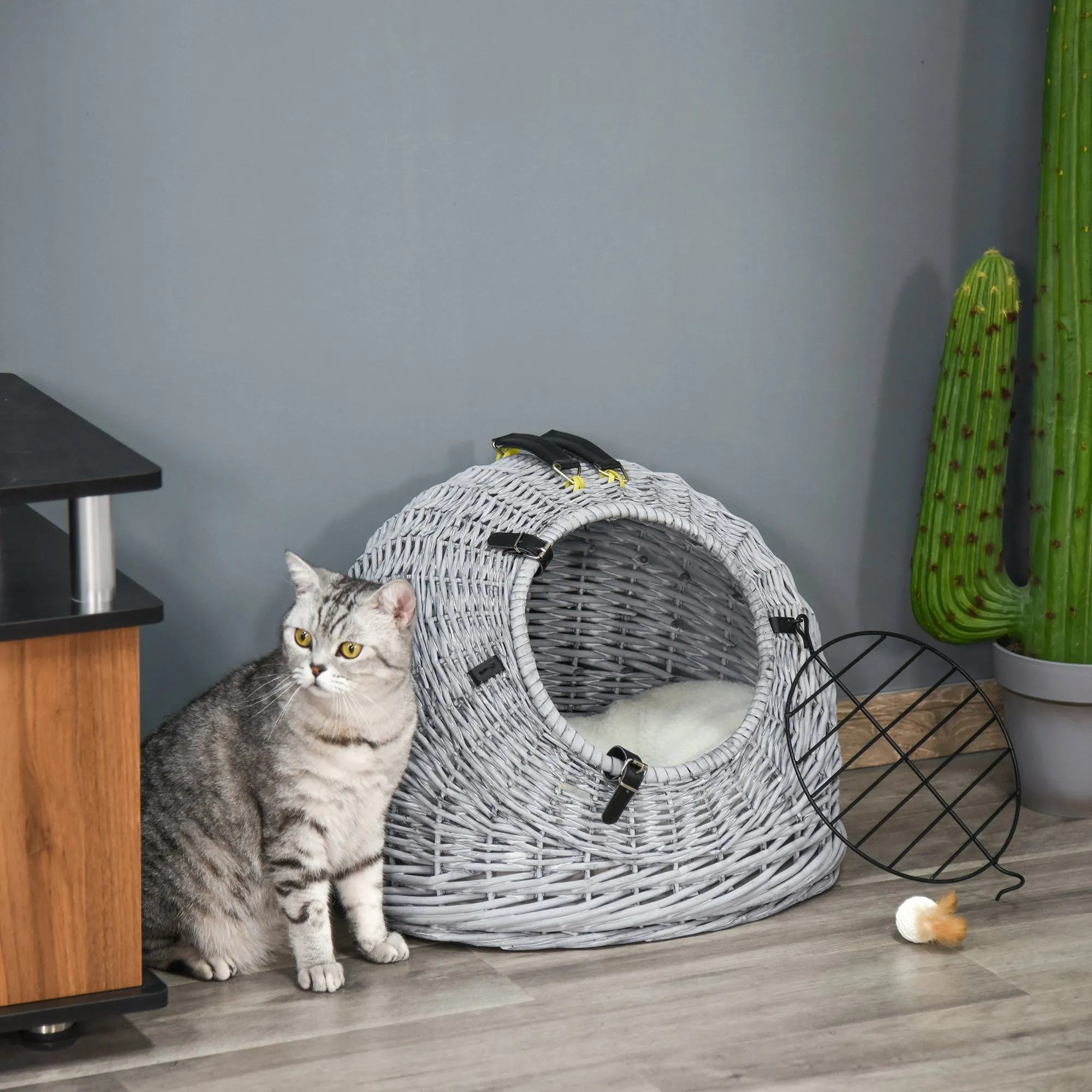Grey Portable Pet Carrier Basket Bed 50L cm - Grey