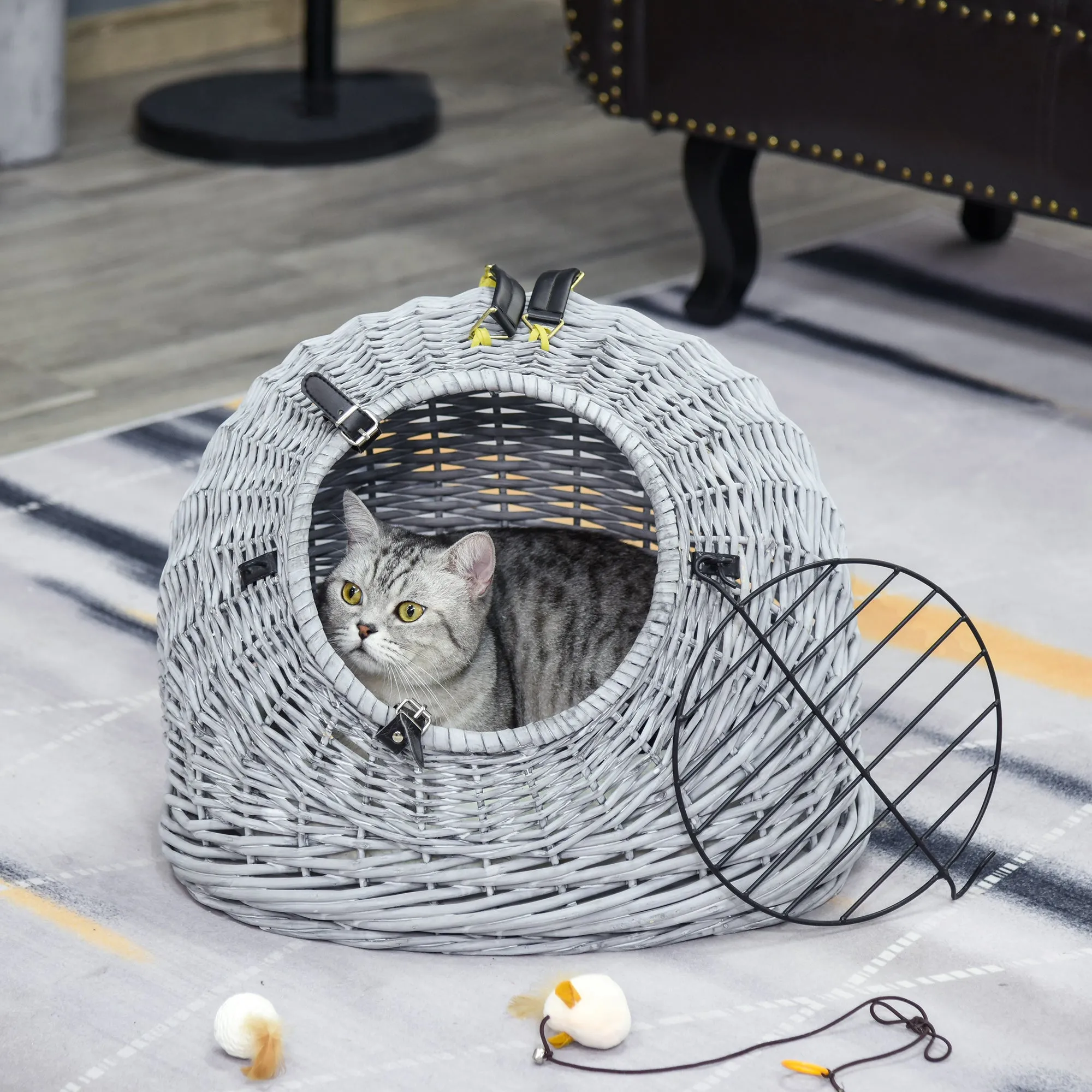 Grey Portable Pet Carrier Basket Bed 50L cm - Grey