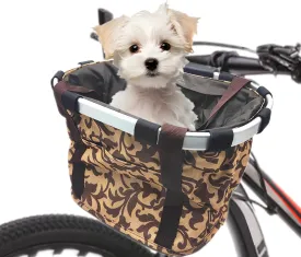 Hamiledyi Folding Bike Basket for Dog,Soft-Sided Bycicle Carrier Detachable Front Basket - Small Cat Dog Cycling Carrier