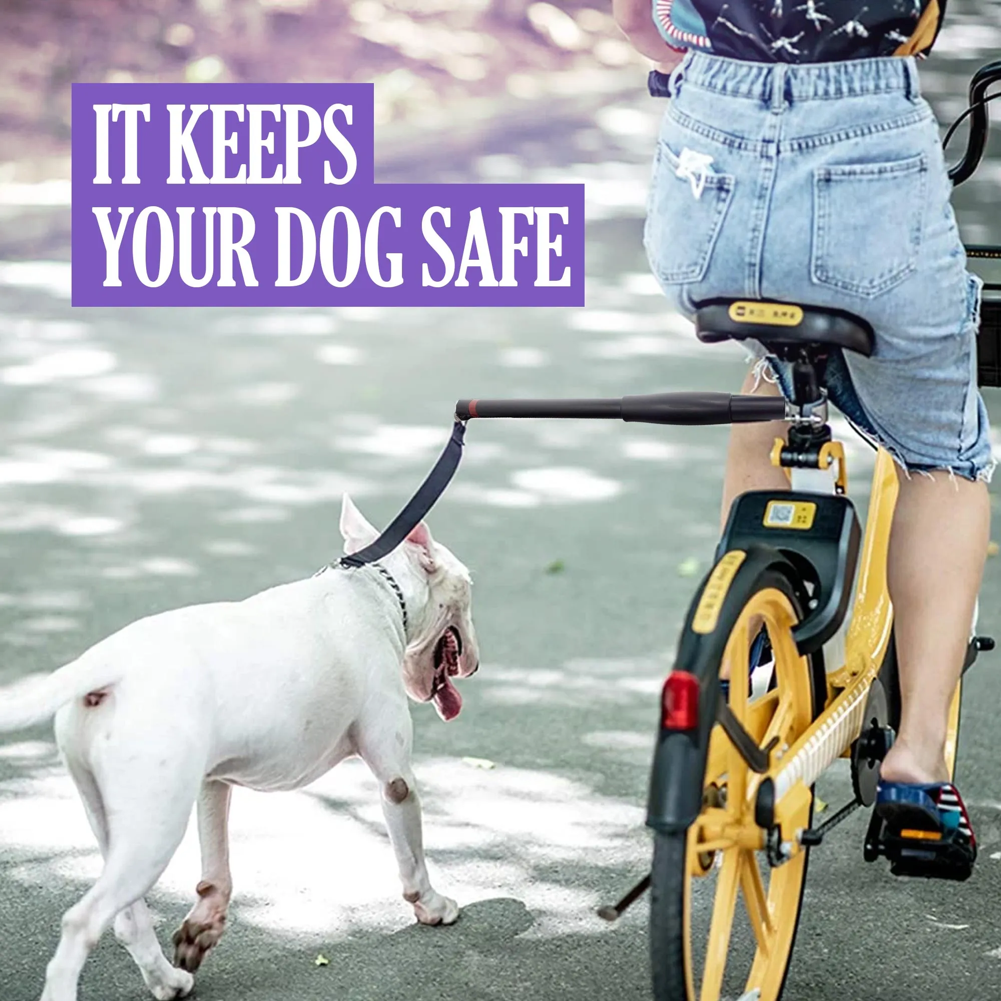 Hands Free Bike Dog Leash - Stainless Steel with 110lbs of Pull Strength