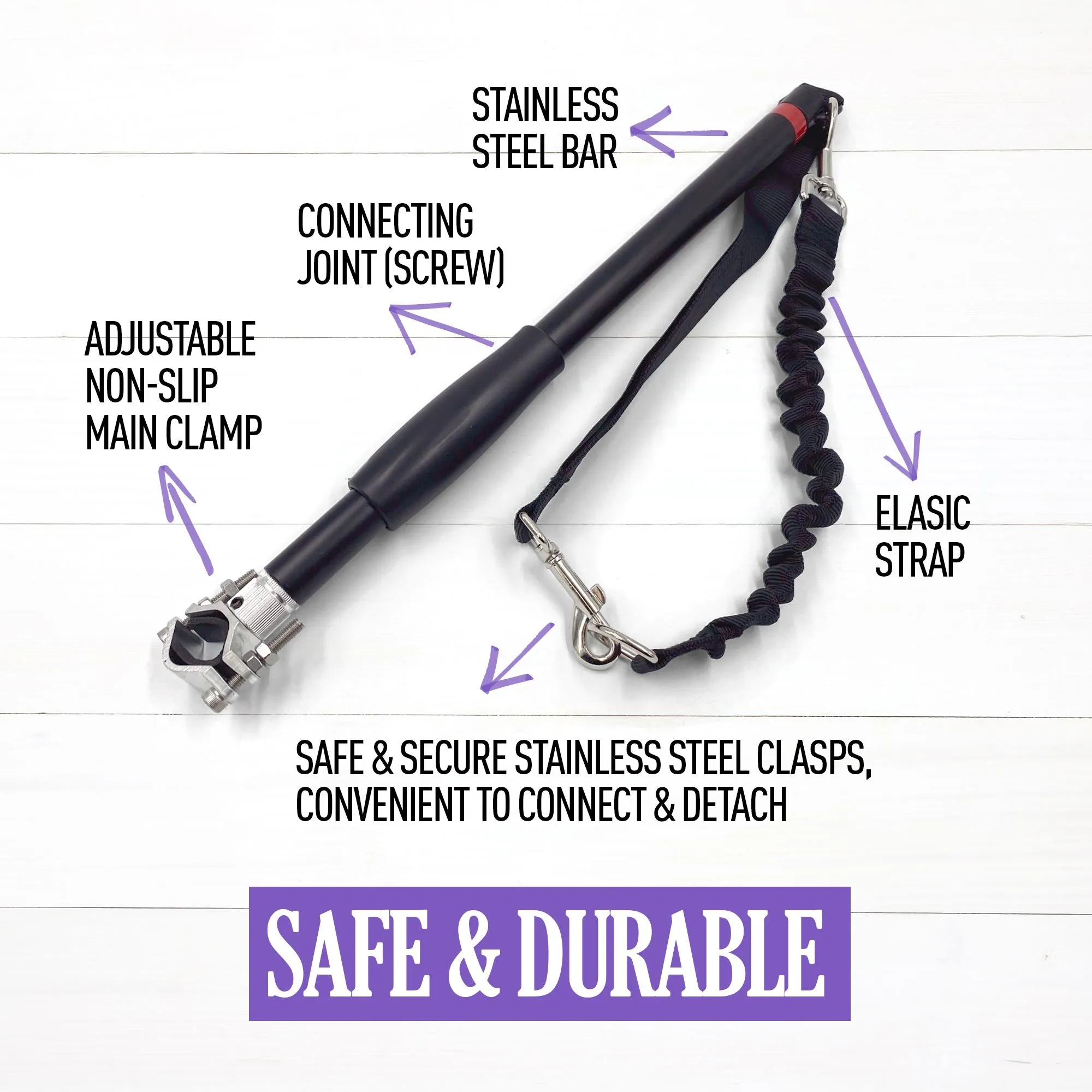 Hands Free Bike Dog Leash - Stainless Steel with 110lbs of Pull Strength