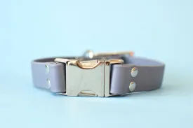 HARDWARE RETIREMENT SALE - Grey & Nickel Biothane Dog Collar