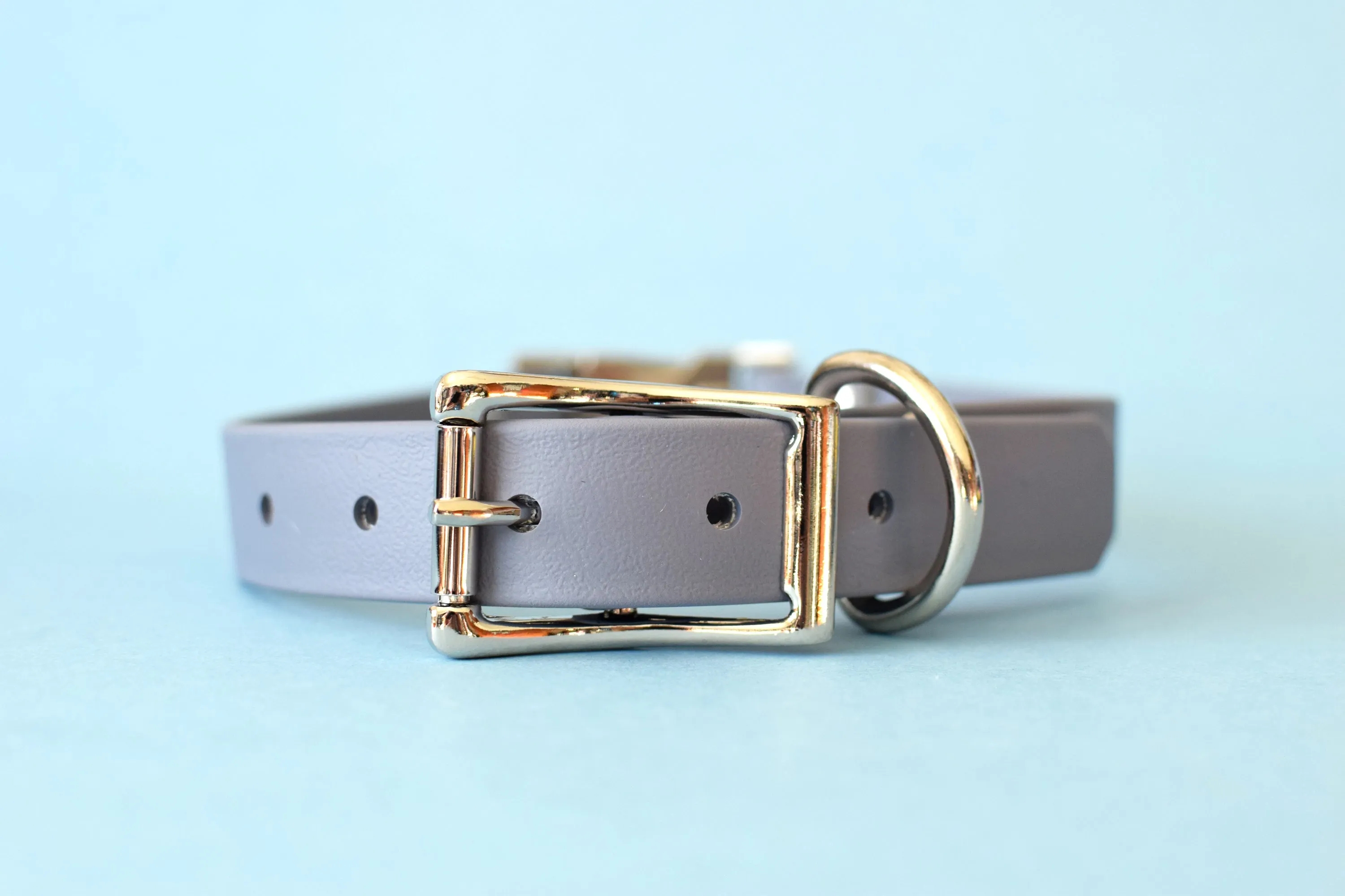 HARDWARE RETIREMENT SALE - Grey & Nickel Biothane Dog Collar