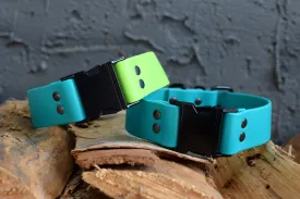HARDWARE RETIREMENT SALE - Teal & Black Biothane Dog Collar