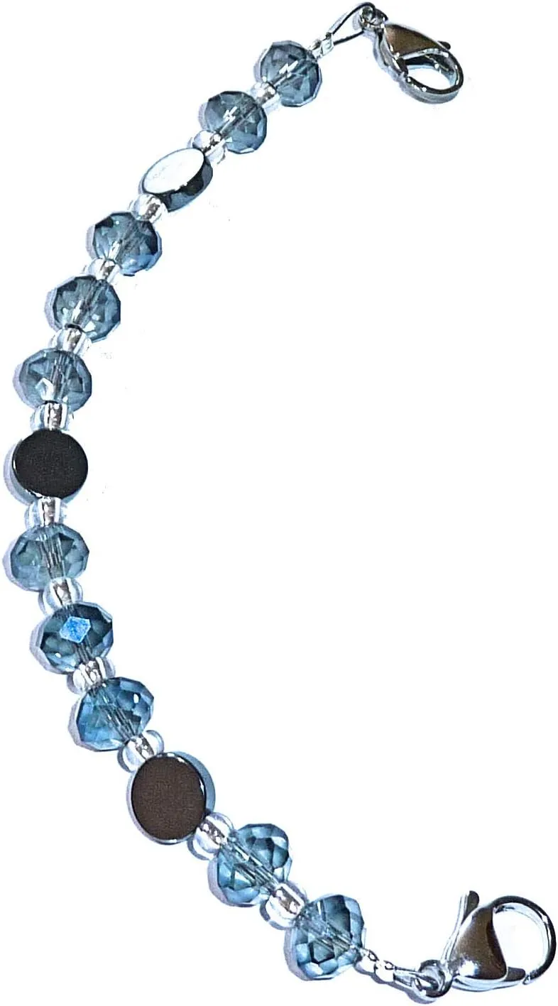 Hidden Hollow Beads Women's Artistic 6.5 or 5.5 inch long Medical Alert ID Interchangeable Replacement Bracelet, Identification Vital info tag (Blue, 6.5 inches)