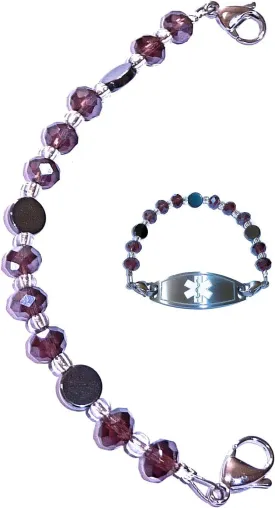 Hidden Hollow Beads Women's Artistic 6.5 or 5.5 inch long Medical Alert ID Interchangeable Replacement Bracelet, Identification Vital info tag