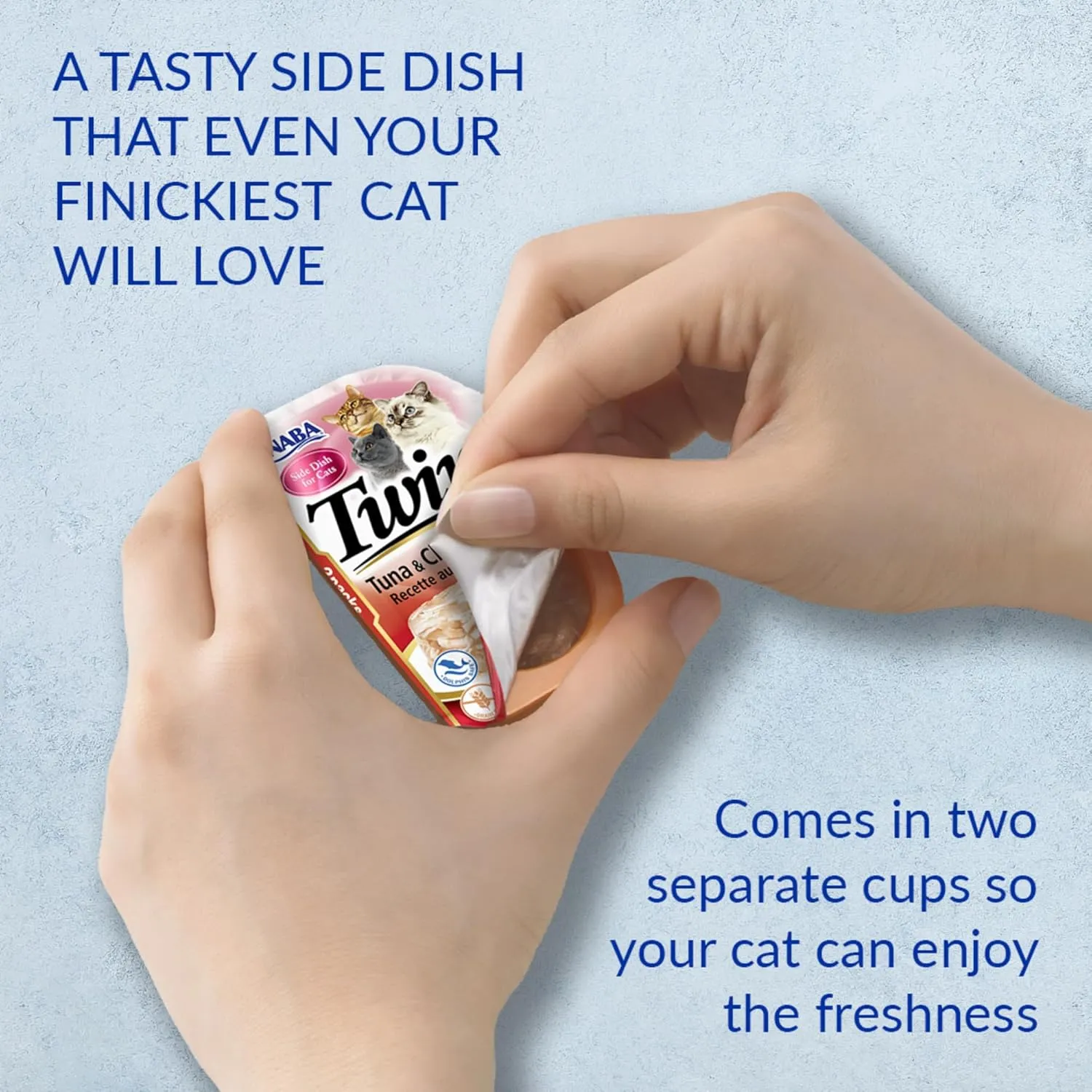 INABA Twins for Cats, Shredded Chicken & Broth Gele Side Dish/Topper Cups with Green Tea Extract, 1.23 Ounces per Serving, 16 Servings, Tuna & Chicken with Scallop Recipe
