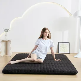 Japanese Floor Mattress Twin, Anti-Slip Japanese Futon Foldable Tatami Mat for Guests, Black
