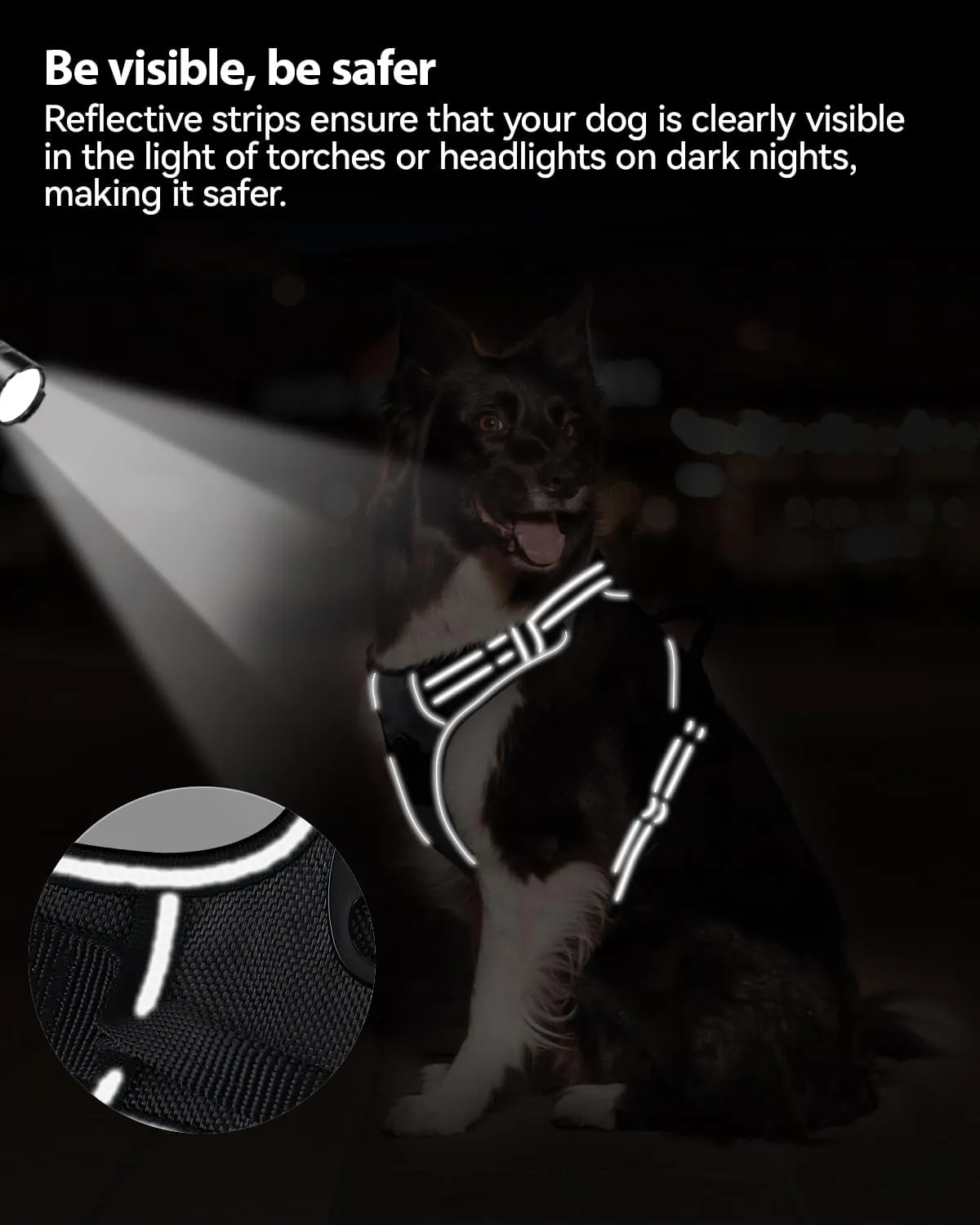 Joytale No Pull Dog Harness for Extra Large Dogs, Reflective Pet Vest with Front Clip, Adjustable Soft Padded Harnesses with Easy Control Handle for Training and Walking, Black, XL