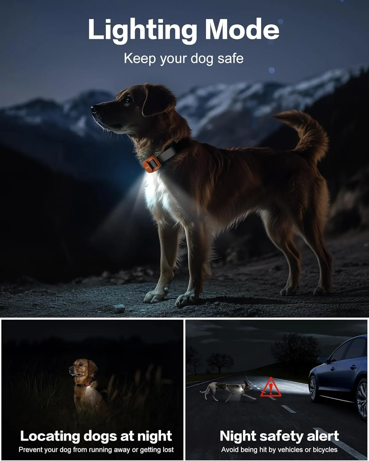 Jugbow Dog Training Collar - 4200FT Remote Dog Collar for Small Medium Large Dogs, LED Light Electric Collar with Beep/Safe Static/Vibration Modes, IPX8 Waterproof Rechargeable Ecollar(Orange)