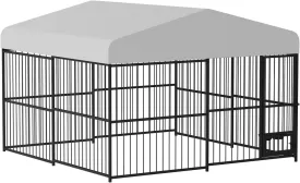 Large Outdoor Dog Kennel,10x10x6 FT Outside Dog House with Weatherproof,Galvanized Iron Dog Playpen with Safety Locks,UV & Water Resistant Proof Cover for Medium and Large Dogs