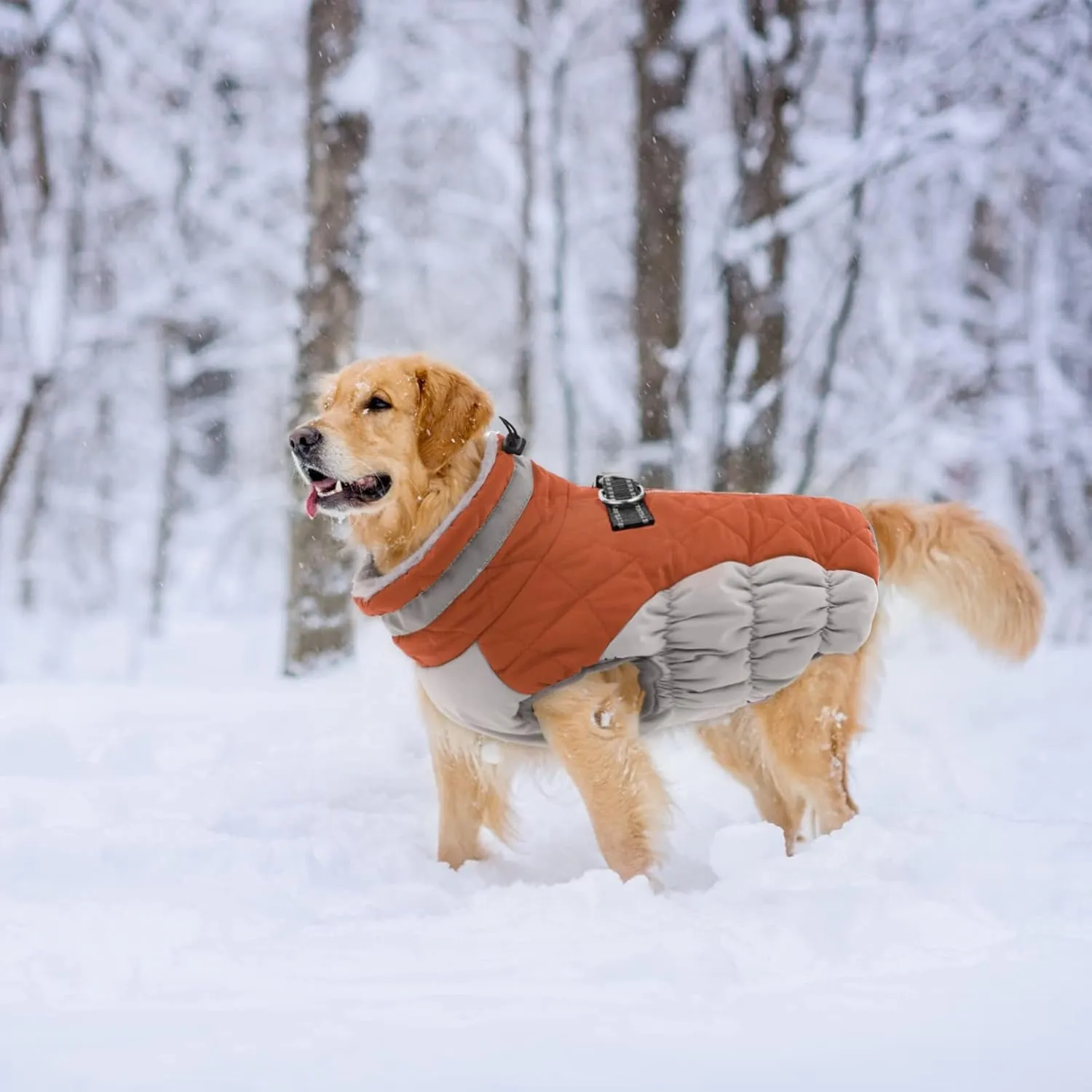 Lelepet Warm Winter Dog Coat - XX-Large, Waterproof, Windproof, Reflective, Fleece Vest with Turtleneck & Zipper - Coats for Large Dogs in Cold Weather, Brown, 2XL, Lab
