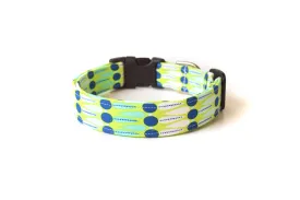 Lime Green & Navy Blue Dots Dog Collar