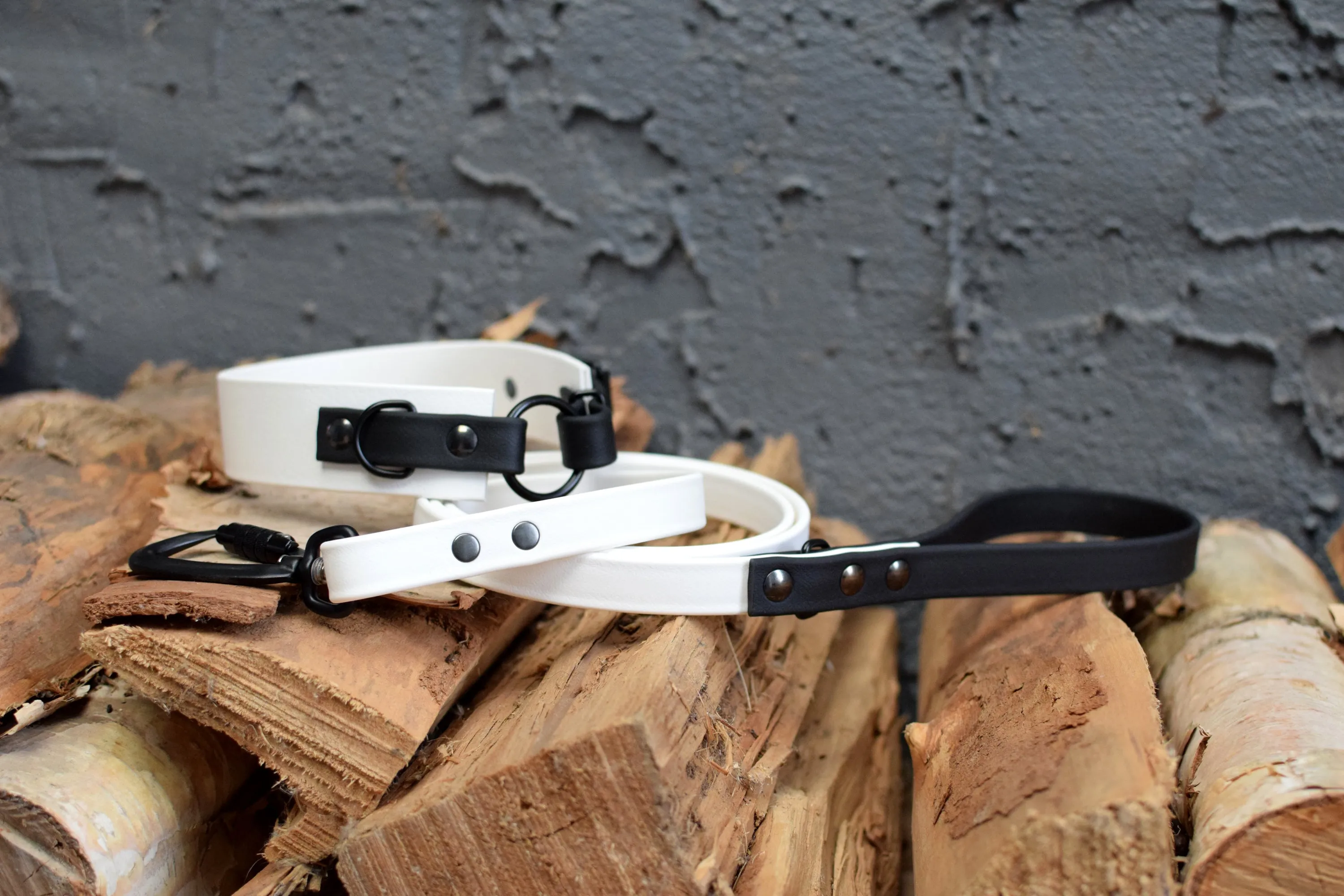 LUCI COLLECTION - White & Black Biothane Dog Leash