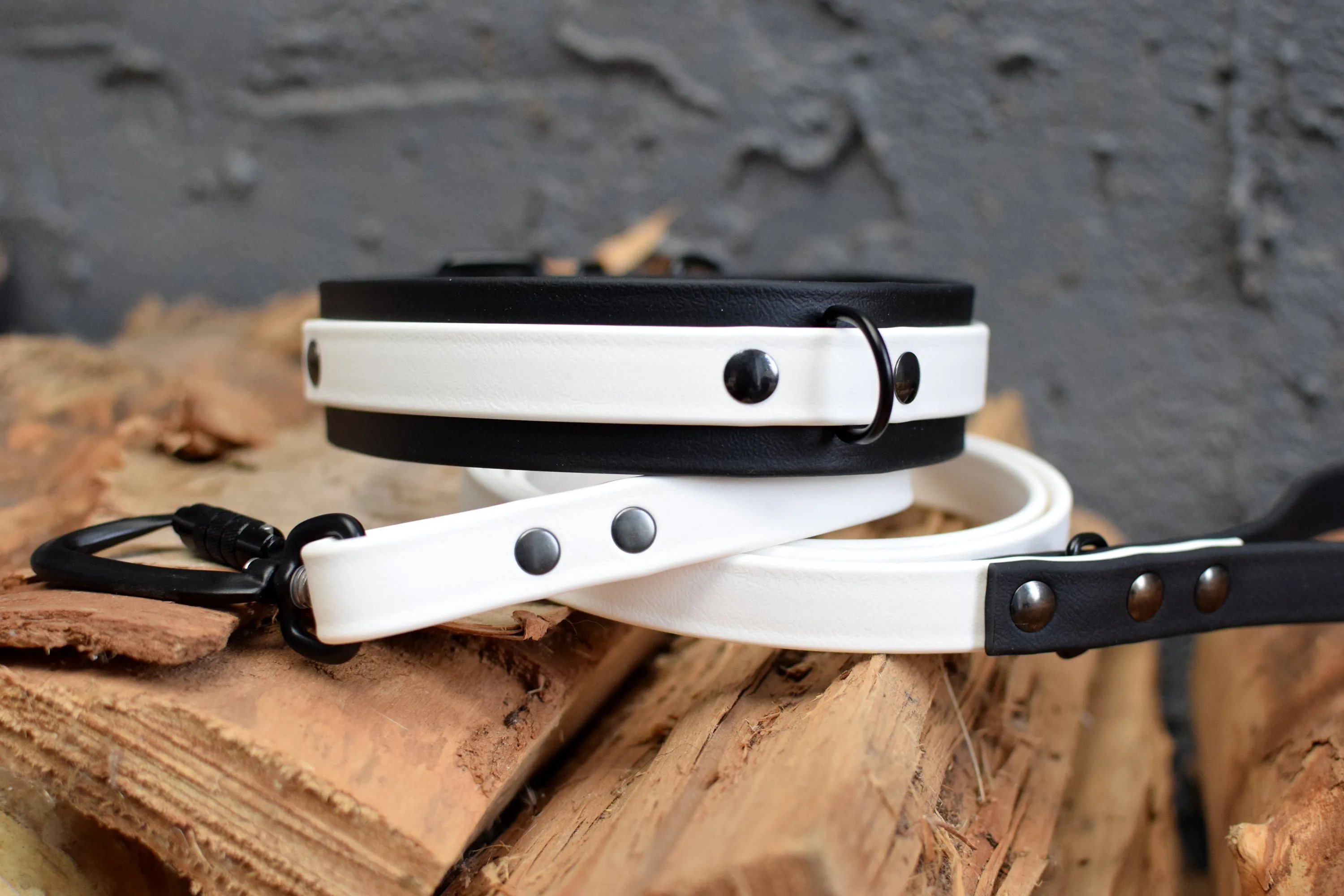 LUCI COLLECTION - White & Black Biothane Dog Leash