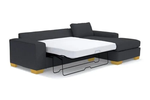 Melrose 2pc Sleeper Sectional :: Leg Finish: Natural / Configuration: RAF - Chaise on the Right / Sleeper Option: Memory Foam Mattress