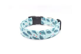 Mint Blue Holly Winter Dog Collar