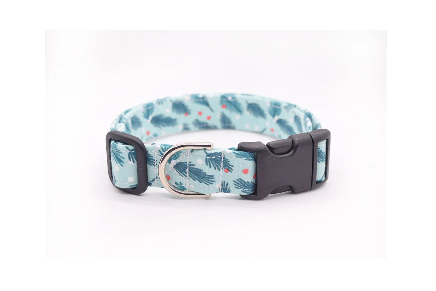 Mint Blue Holly Winter Dog Collar