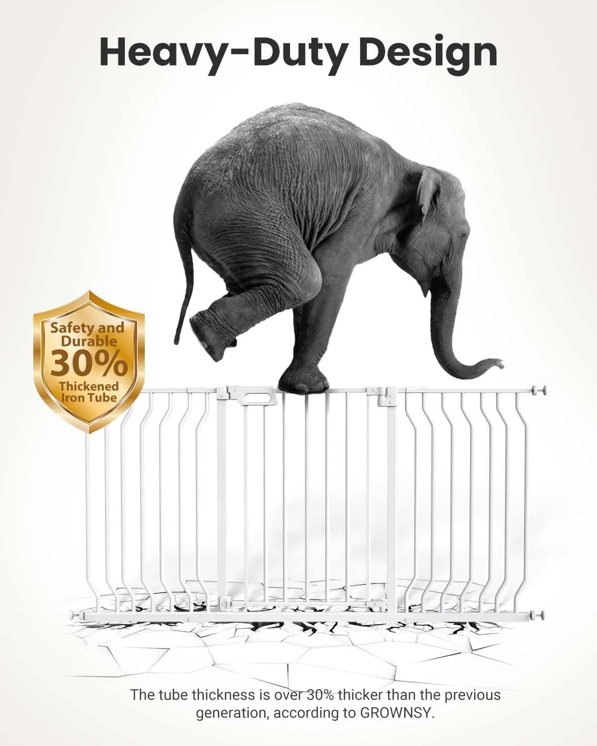 Mom's Choice GROWNSY Baby Gate, 29.5"-53" Auto-Close Dog Gate for Stairs & Doorways, Pressure-Mounted Easy Install Baby Gate - No Drill, Anti-Trip, Walk Through, Safe & Durable