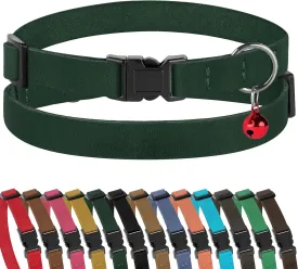 Muromto Breakaway Cat Collar Leather Soft Adjustable Pet Kitten Collars with Bell Pink Brown Blue Green Red (Emerald)