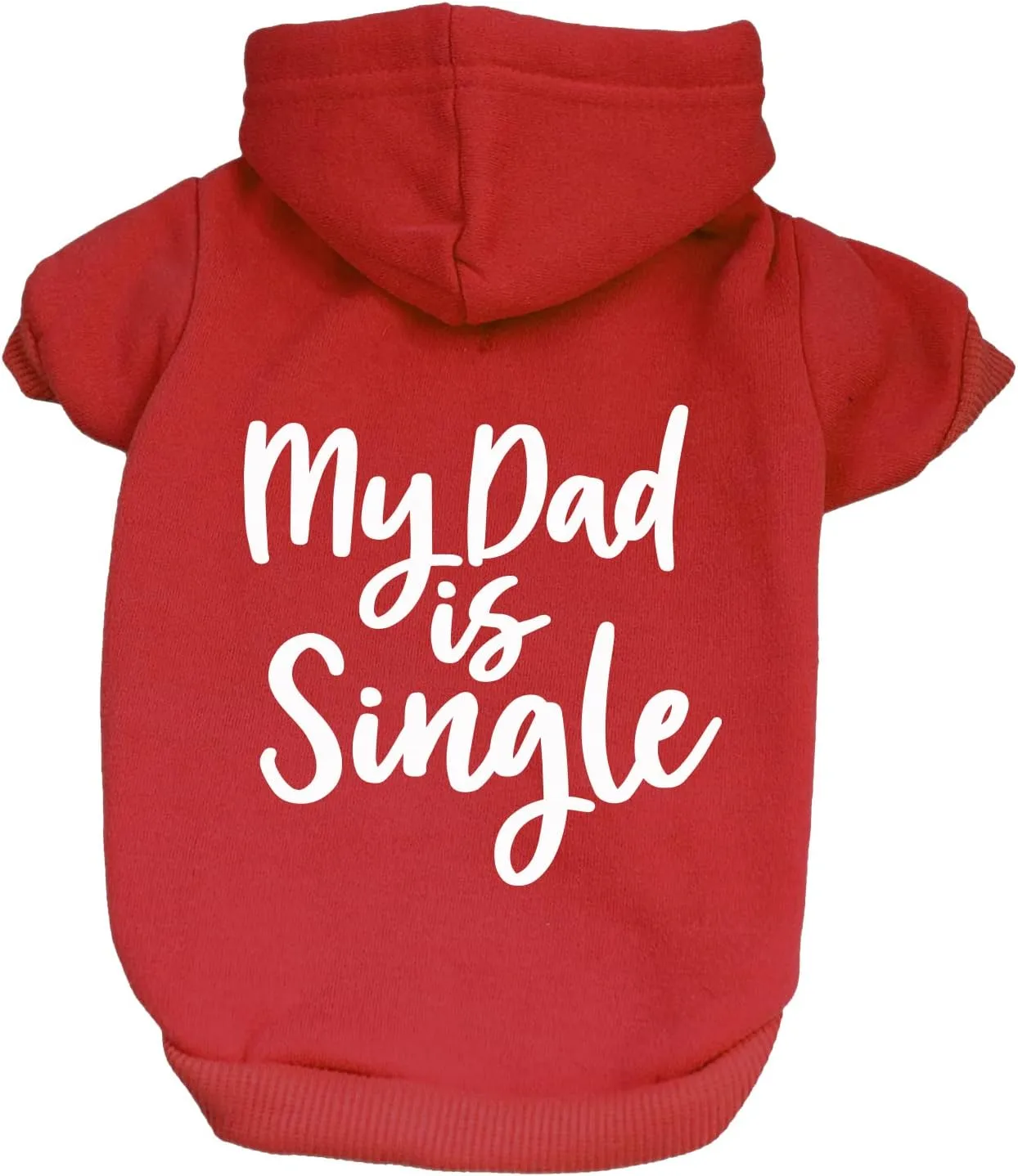 My Dad is Single Dog Hoodie Fleece Lined Pullover Sweatshirt with Leash Hole (Red, X-Large 114)