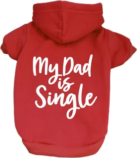 My Dad is Single Dog Hoodie Fleece Lined Pullover Sweatshirt with Leash Hole (Red, X-Large 114)