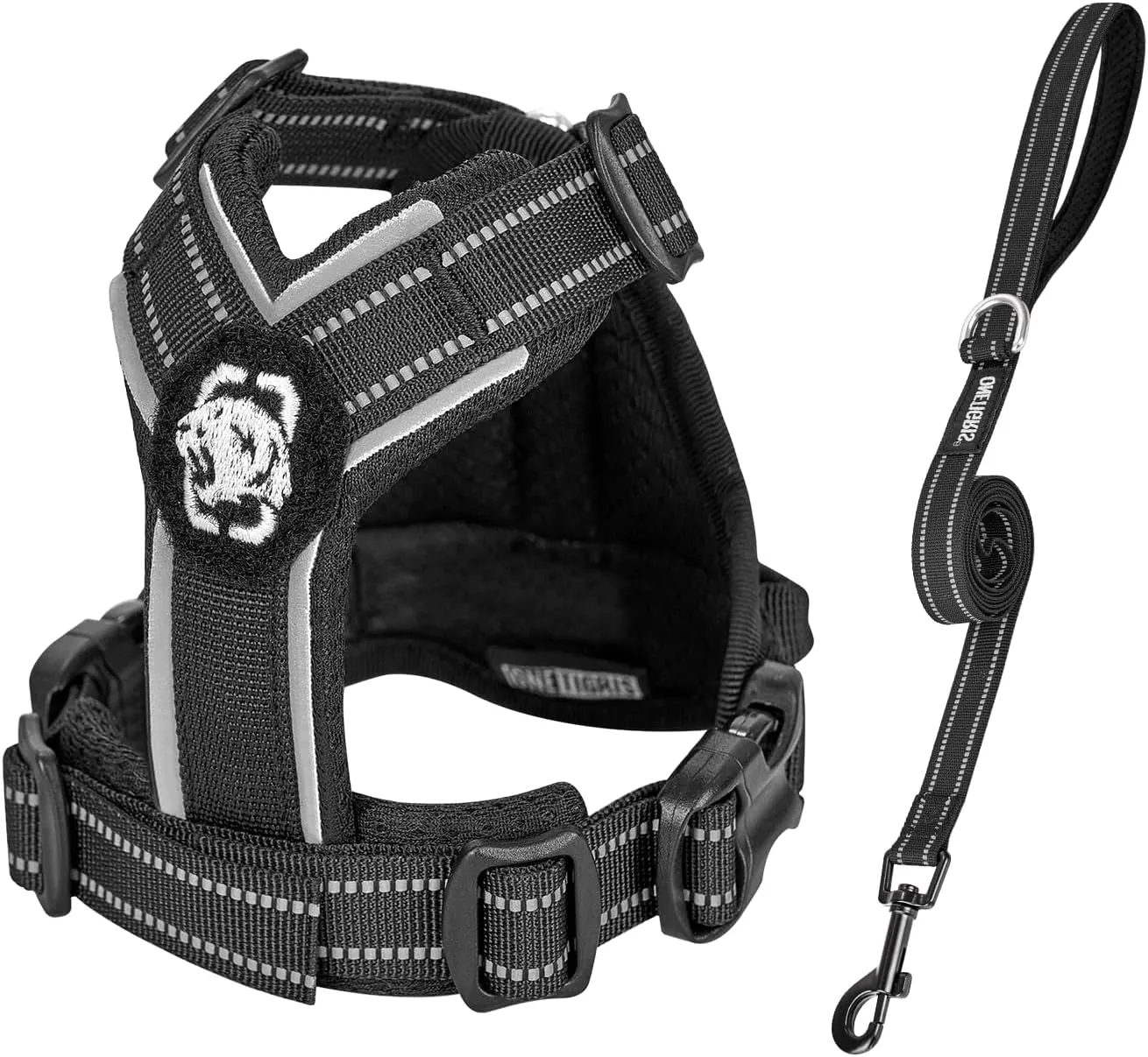 OneTigris Dog Harness for Small Medium Dogs No Pull, Puppy Harness and Leash Set, Easy Walk Dog Harness for Walking, Running, Training, ANTZ Small Dog Harness, Medium Dog Harness(Black, XXS)