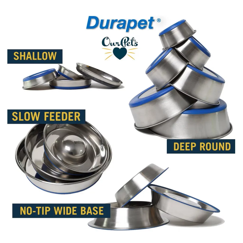 OurPets Premium Stainless Steel Rubber-Bonded Dog Bowl