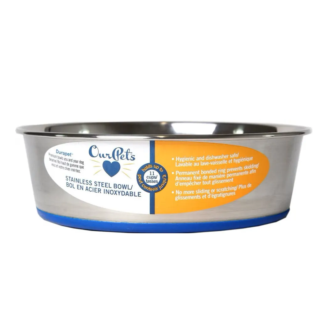 OurPets Premium Stainless Steel Rubber-Bonded Dog Bowl