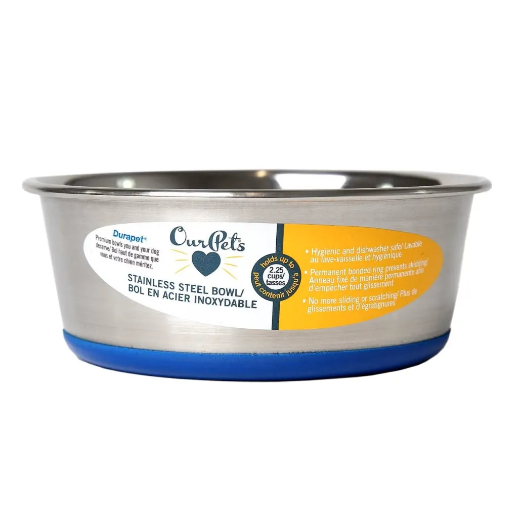 OurPets Premium Stainless Steel Rubber-Bonded Dog Bowl