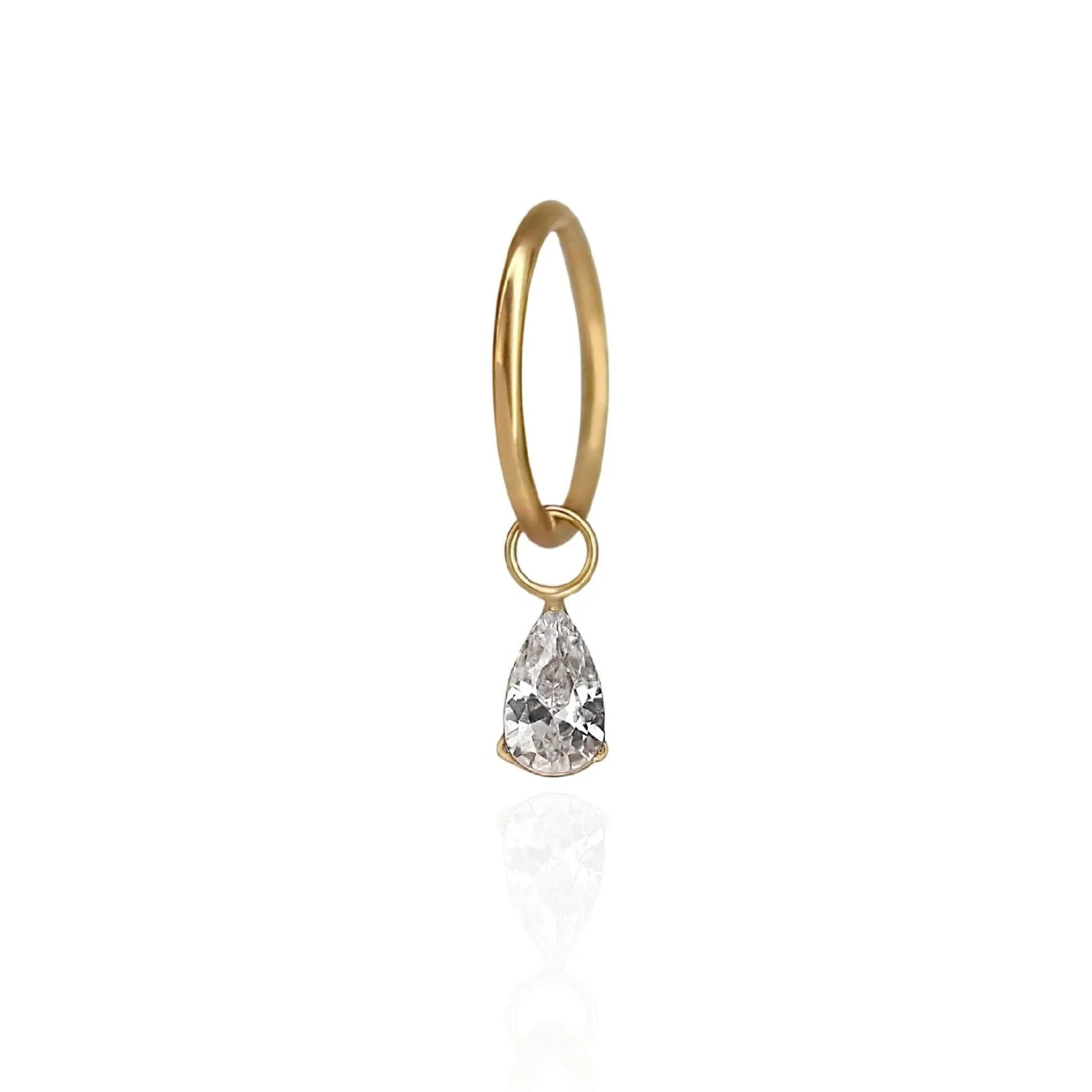 Pear Zirconia Clicker Hoop Charm