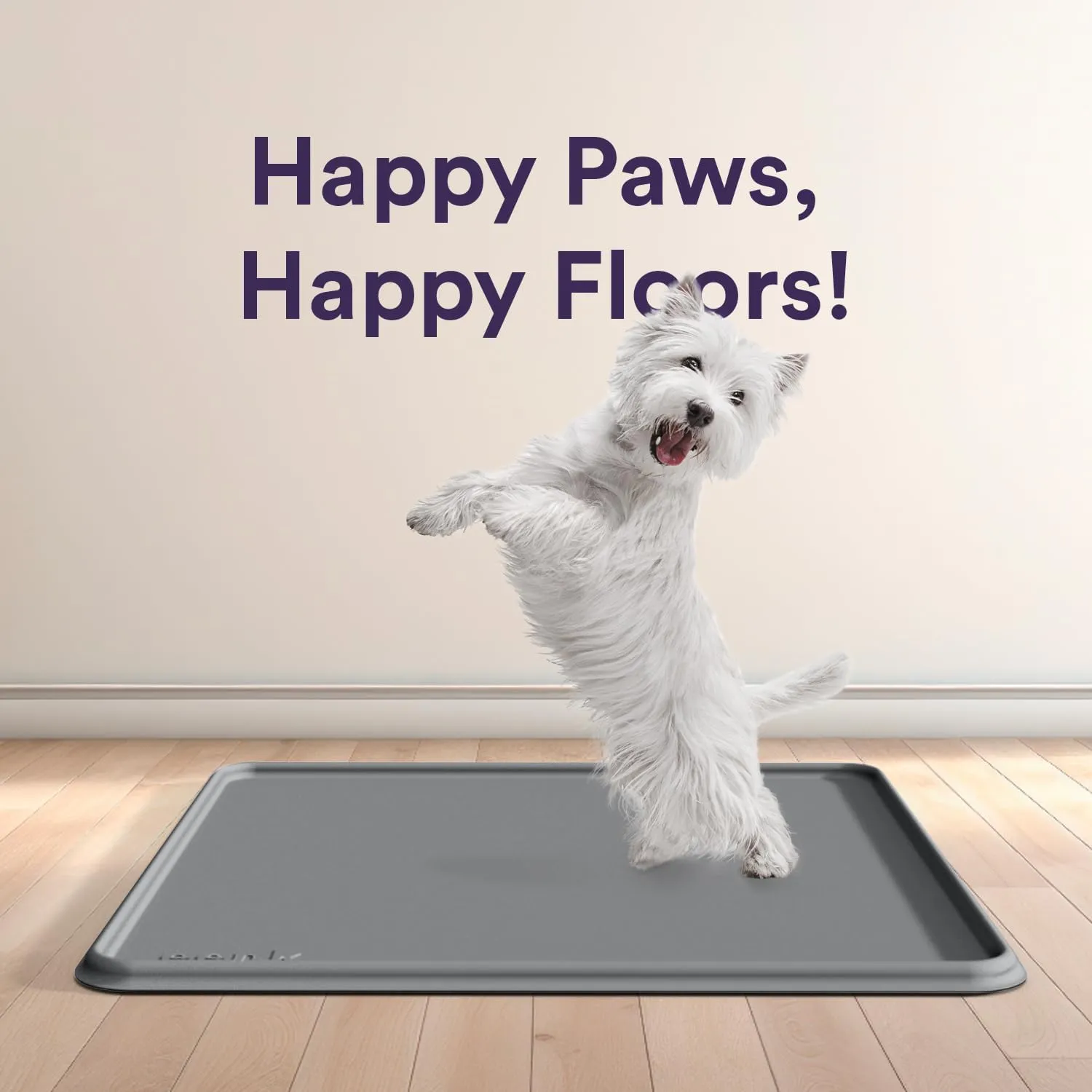 Pee Pad Tray Holder for Dogs - Fits Up to 22 x 22 in. Square Potty Training Pads No Spill Raised Lip High Edge Silicone Mat, Extra Thick and Non-Slip for Indoor Floor Protection (Small, Gray) | eenk