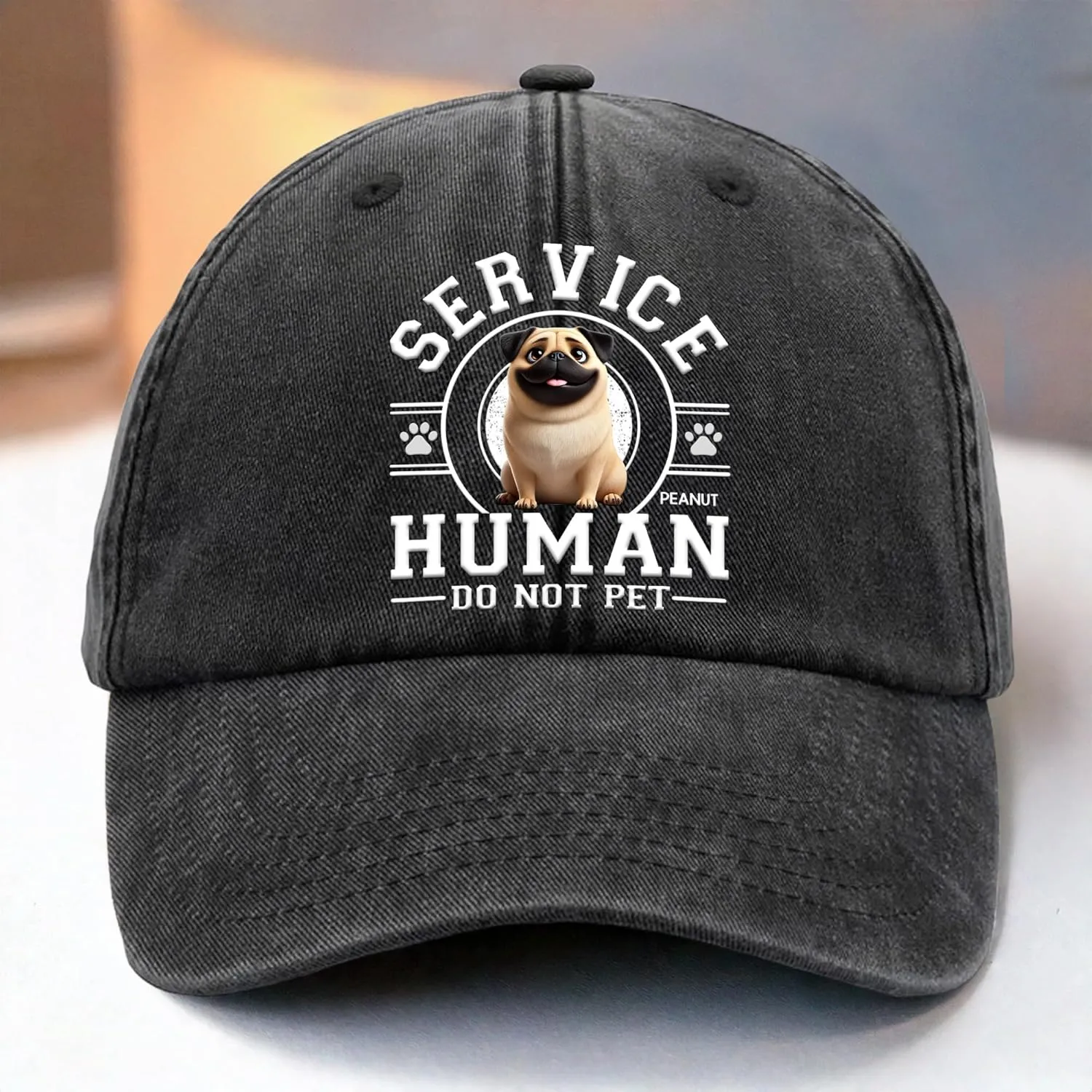 Personalized Vintage Washed Denim Baseball Cap, Fathers Day Birthday Gifts for Dog Dad, Dog Mom Gifts for Women