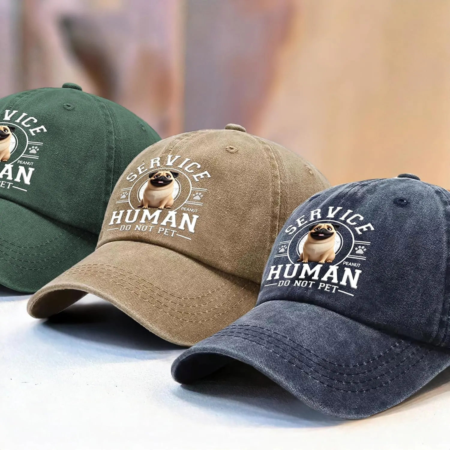 Personalized Vintage Washed Denim Baseball Cap, Fathers Day Birthday Gifts for Dog Dad, Dog Mom Gifts for Women