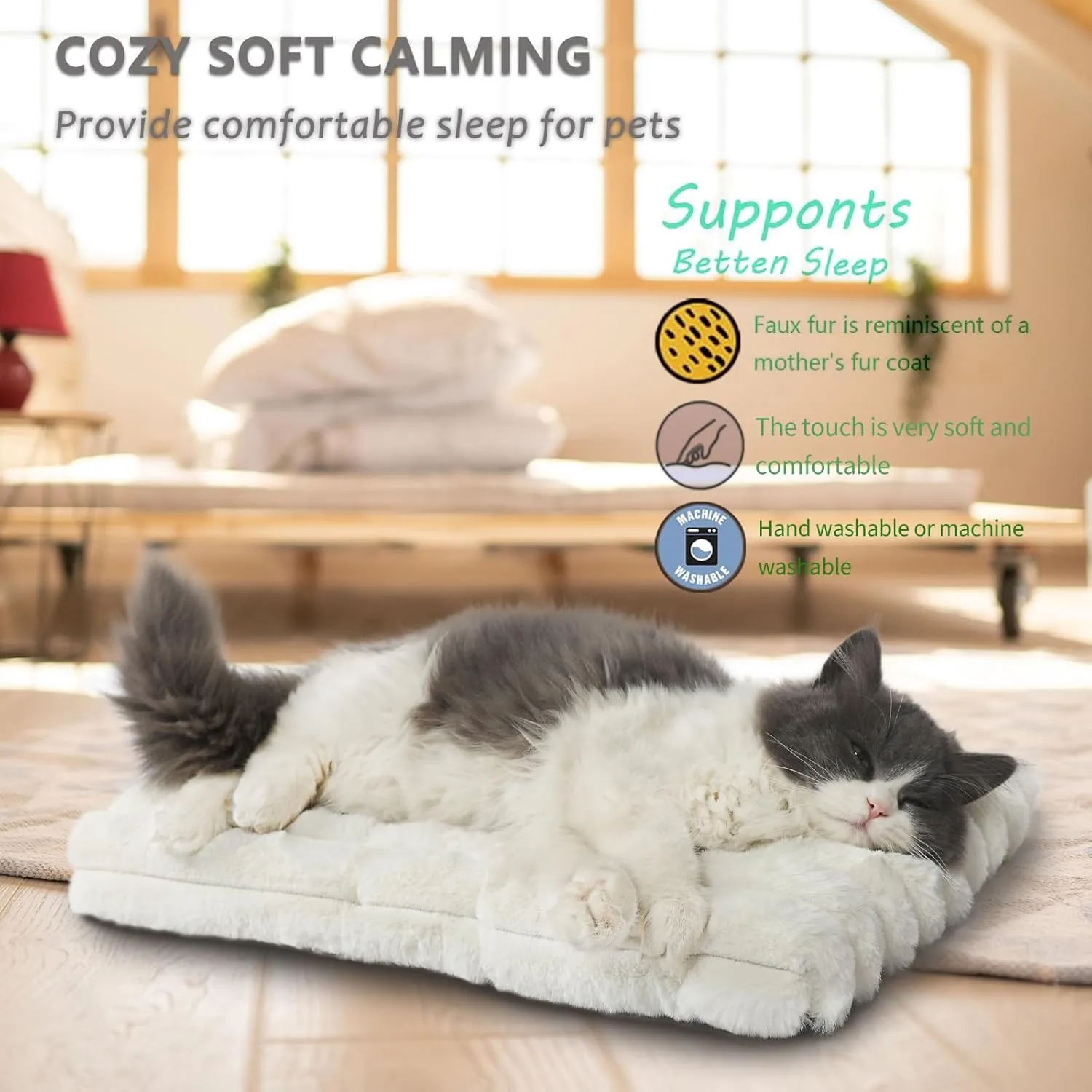Pet Bed Extra Small 12 x 18 for Crate or Cage Fits Tiny Dogs And Indoor Cats With Rabbit,Washable XS Puppy Crate Bed Comfy Kennel Pad Anti-Slip Doggy Sleeping Mat Cushion for Mini Small Breeds,Cream