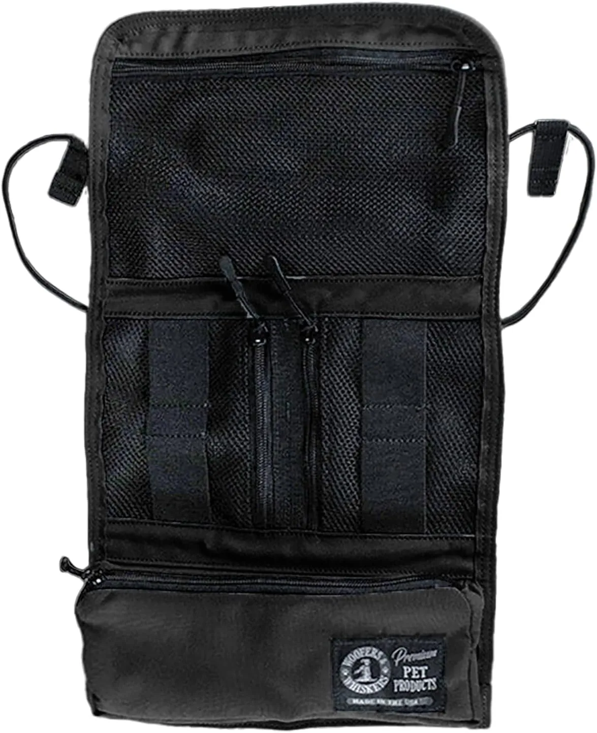 Pet First Aid Tactical Organizer Pouch, Multiple Pockets, Utility Bands (Black)- Made in The USA, Black/Gray