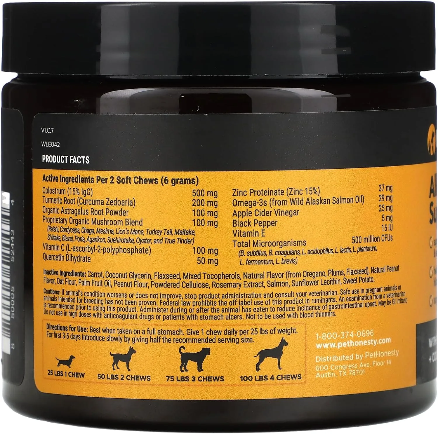 Pet Honesty Dog Allergy Itch Relief - Advanced Itch Supplement with Probiotics for Dogs - Immune Support & Skin Relief for Seasonal Allergies - Natural Itchy Skin & Paw Relief - (Peanut Butter, 90 Ct)